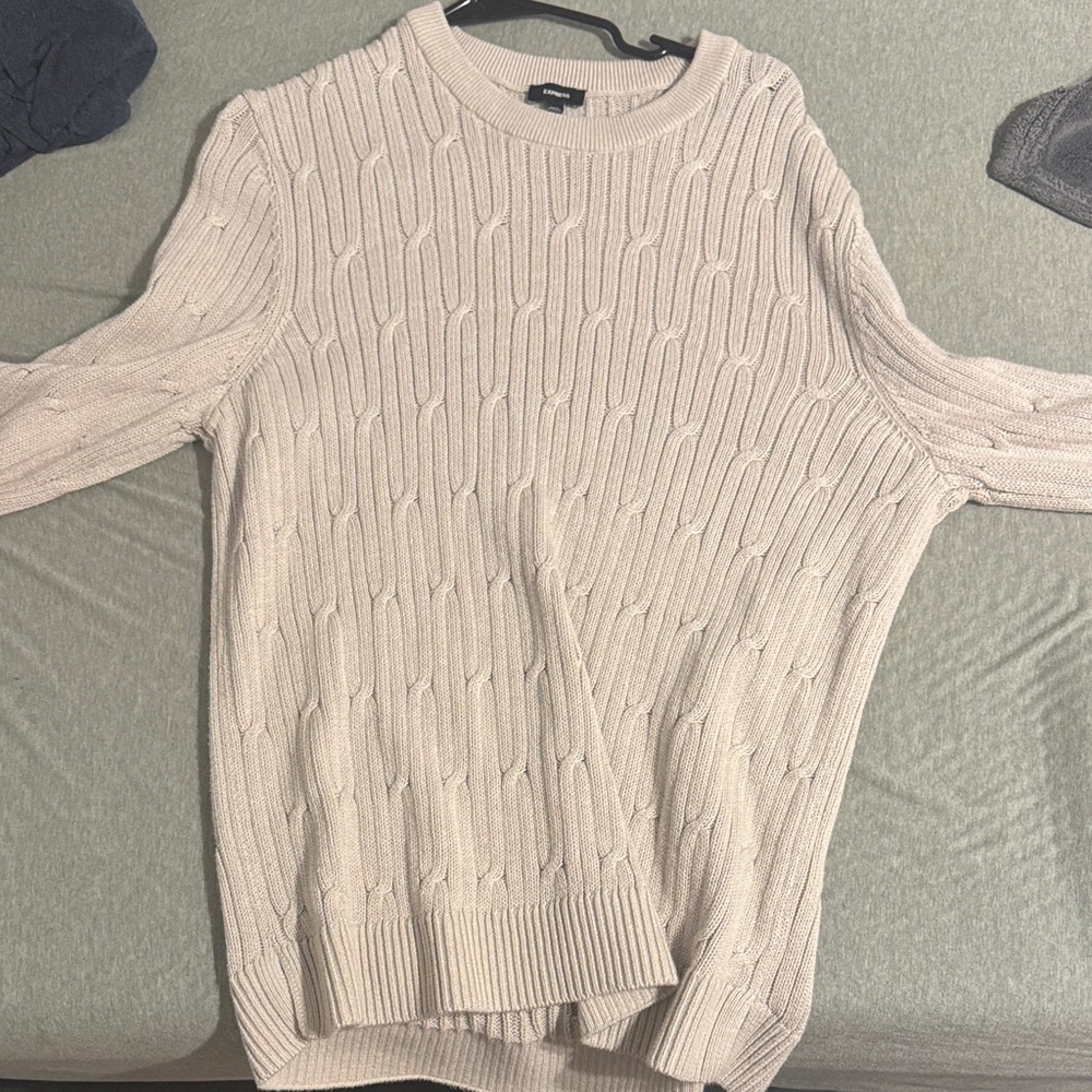 Unisex Cream Cable Knit Sweater
